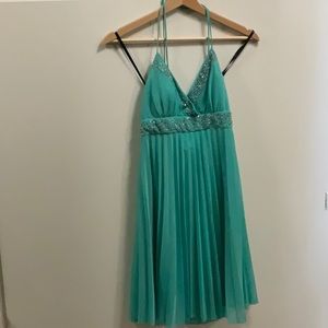 Love Tease Pleated Halter Sea Foam Dress